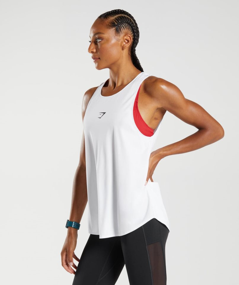 Women's Gymshark Training Brandmark Tanks White | CA 807ND3